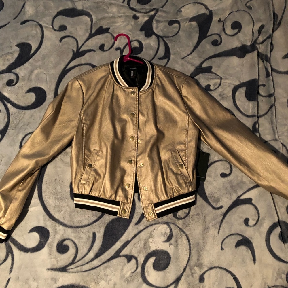Cute gold bomber jacket f21